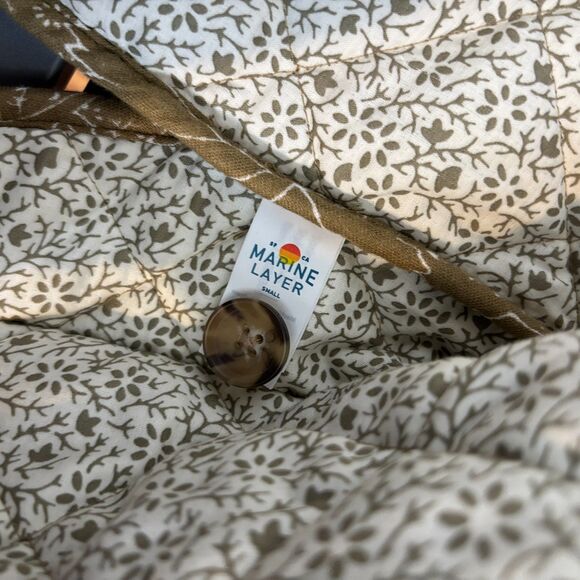 Marine Layer Arlo Quilted Jacket Womens S Green Floral Long Sleeve Button Front - Picture 5 of 8